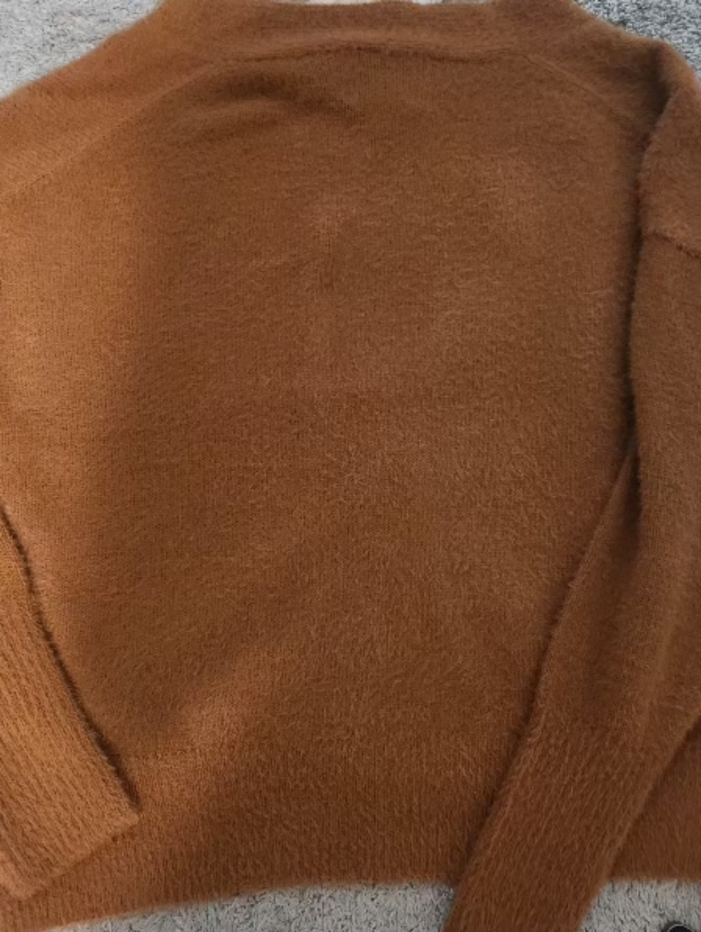 Industry Knit V-Neck Sweater Button Cardigan in Rust Brown - Picture 6 of 8